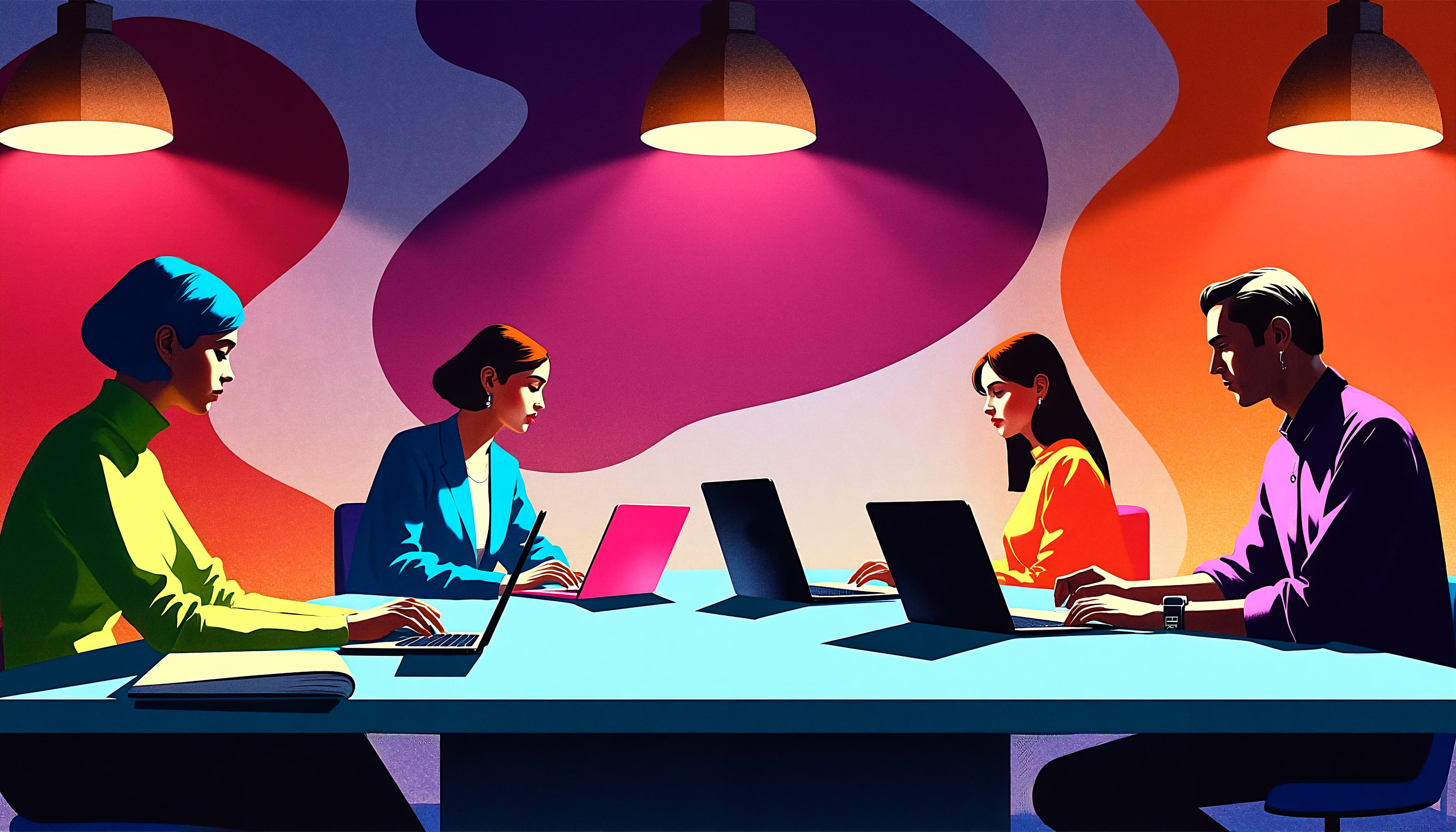 Team collaboration in modern office